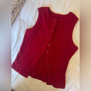 Red Button-Up Sleeveless Top